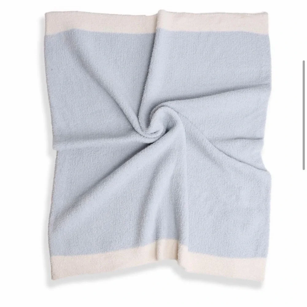 KIDS/BABY BLUE/WHITE PRINT LUXURY SOFT THROW BLANKET - 29